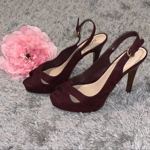 Guess Open Peep Toe Platform Slingback Heels